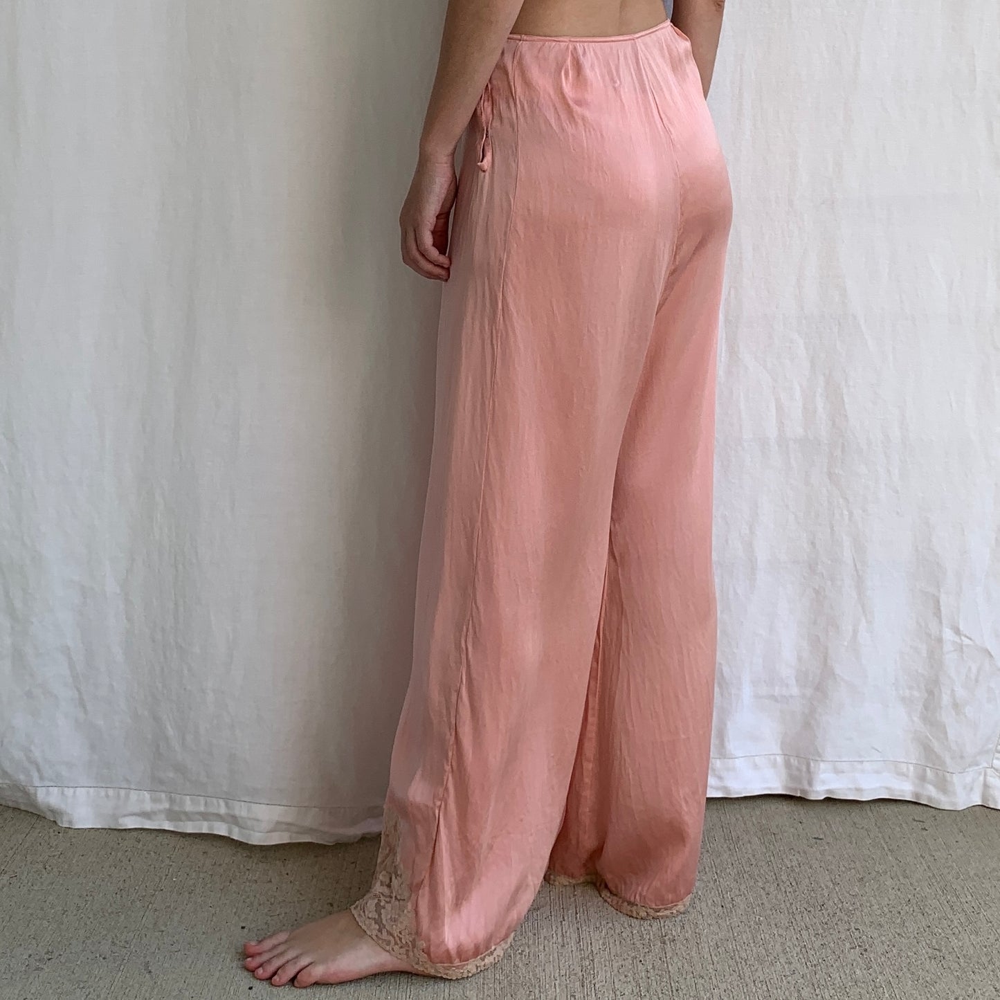 1930s Pink Silk Lounge Pants | S