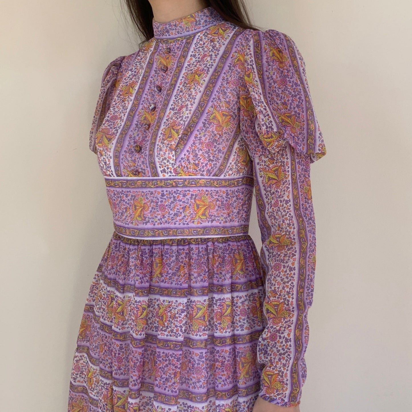 1970s Juliet Sleeve Dress | XS