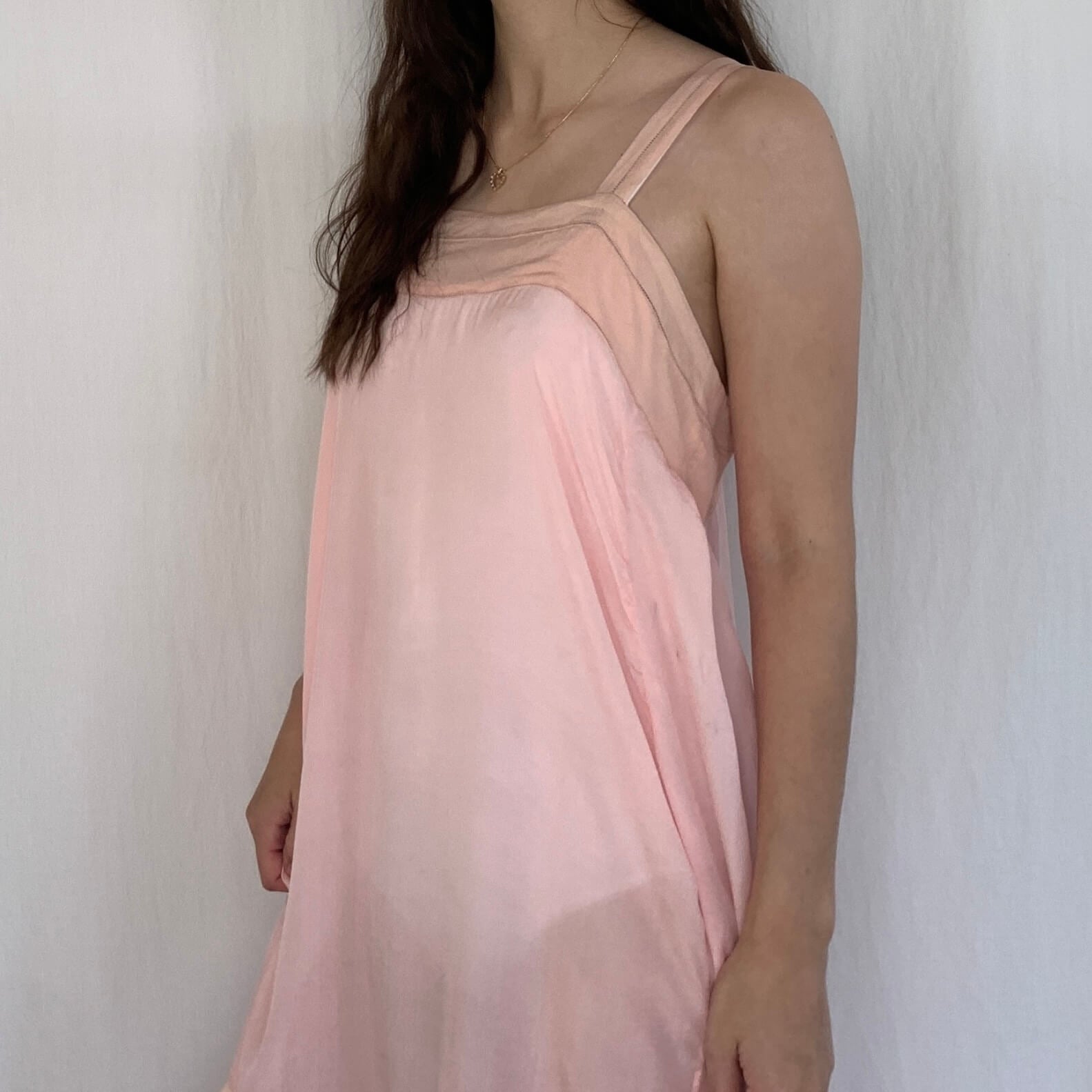 side view of model wearing the vintage dress