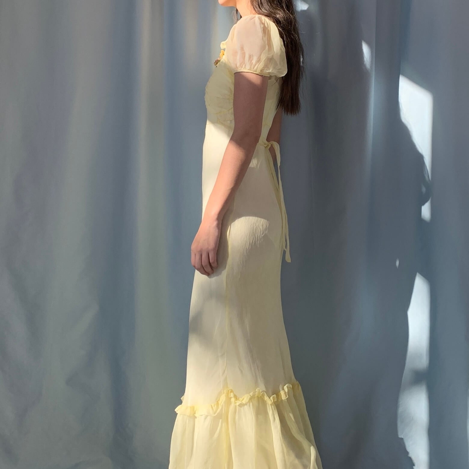 side view of vintage evening gown