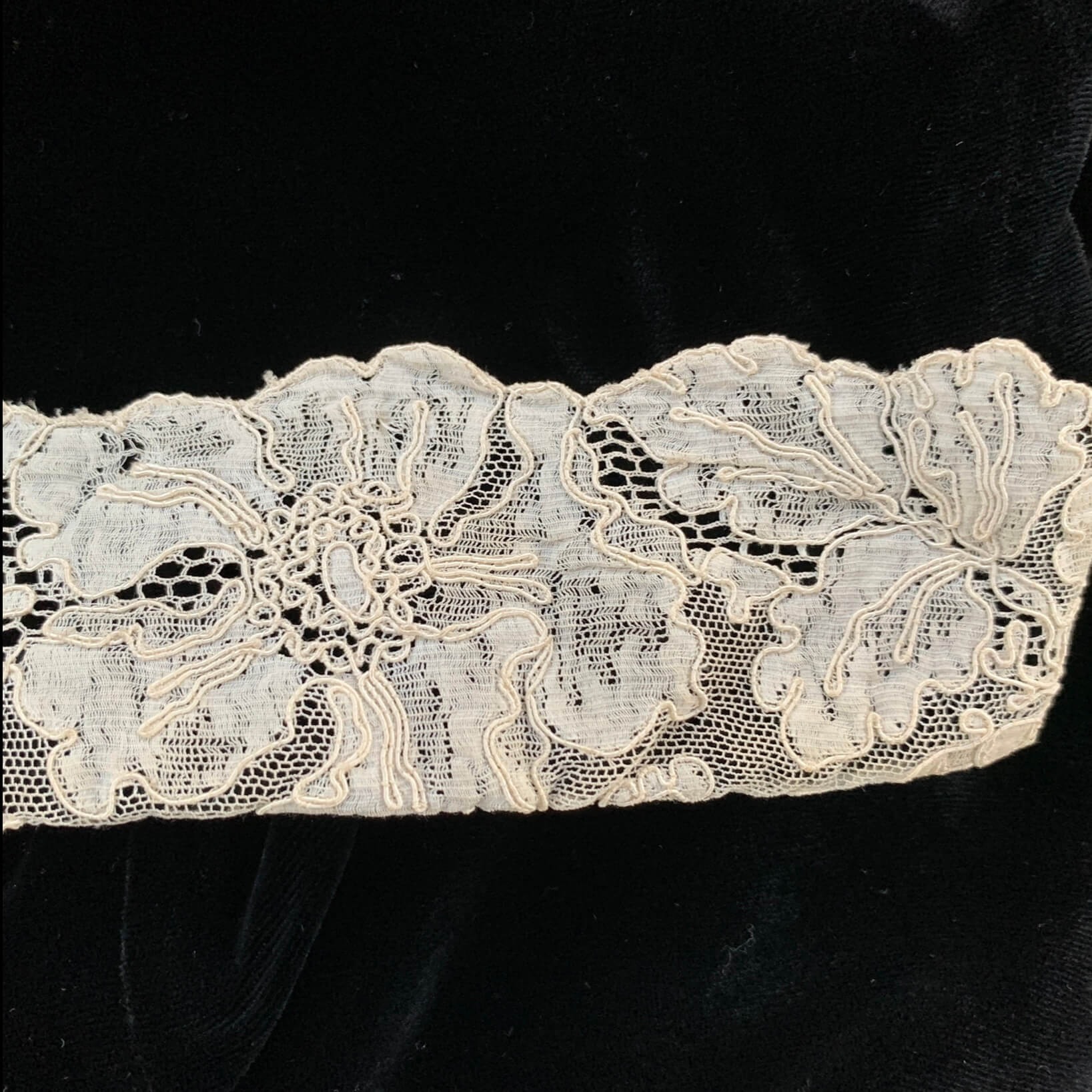 alencon lace trim on black velvet