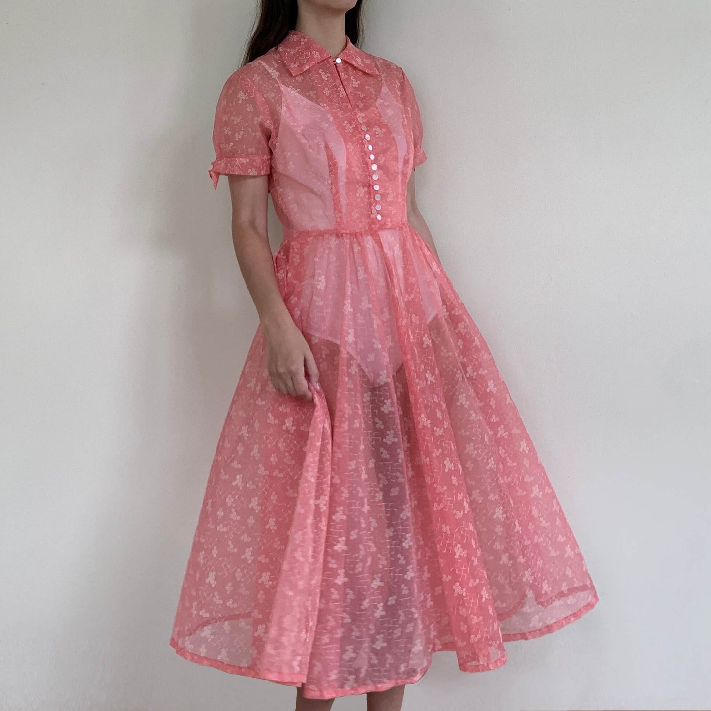1950s Vintage Pink Dress | S