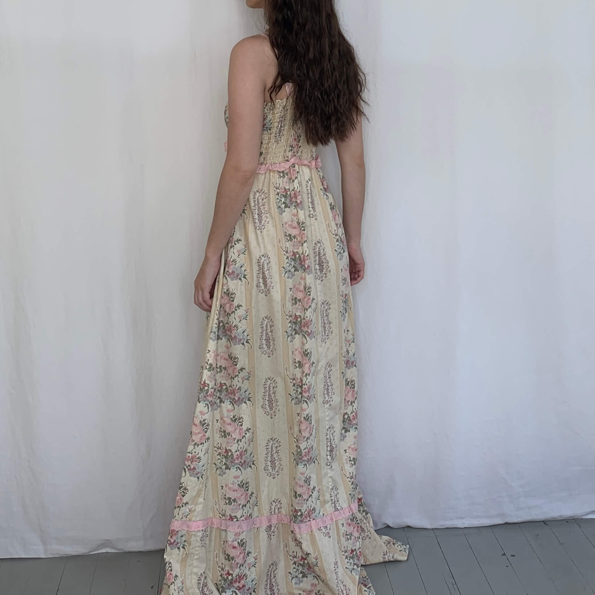 back view of the 1970s gown