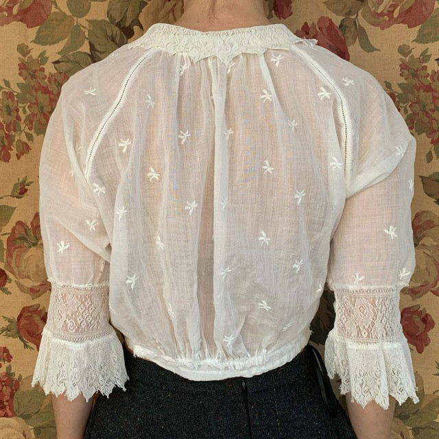 Vintage Embroidered Edwardian Blouse Back view