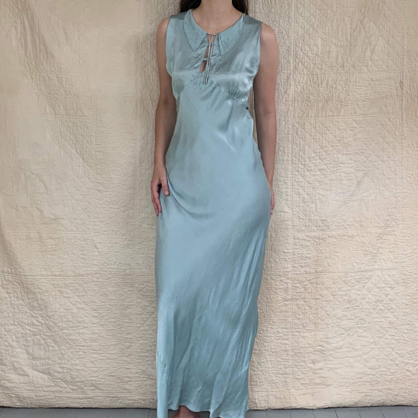 full length view of the vintage silk bias cut dress