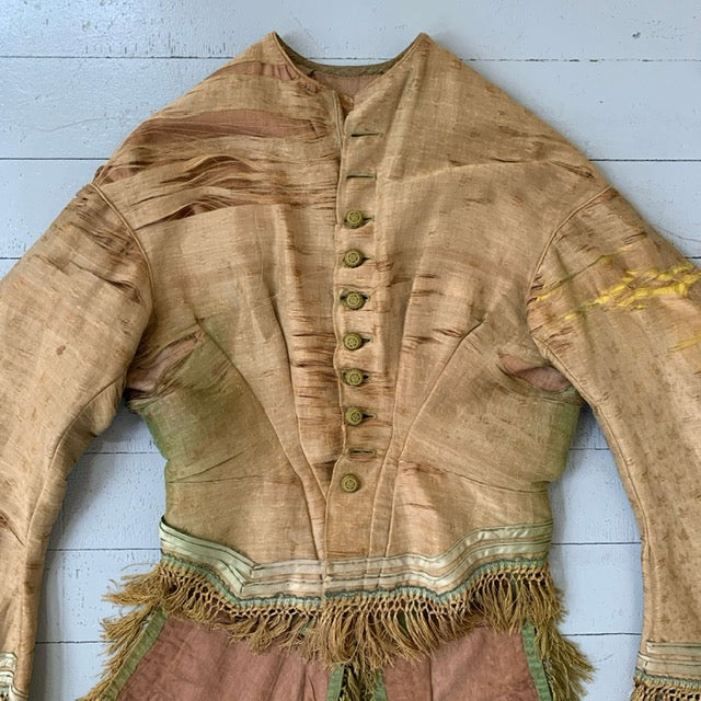 close up view of the antique garment