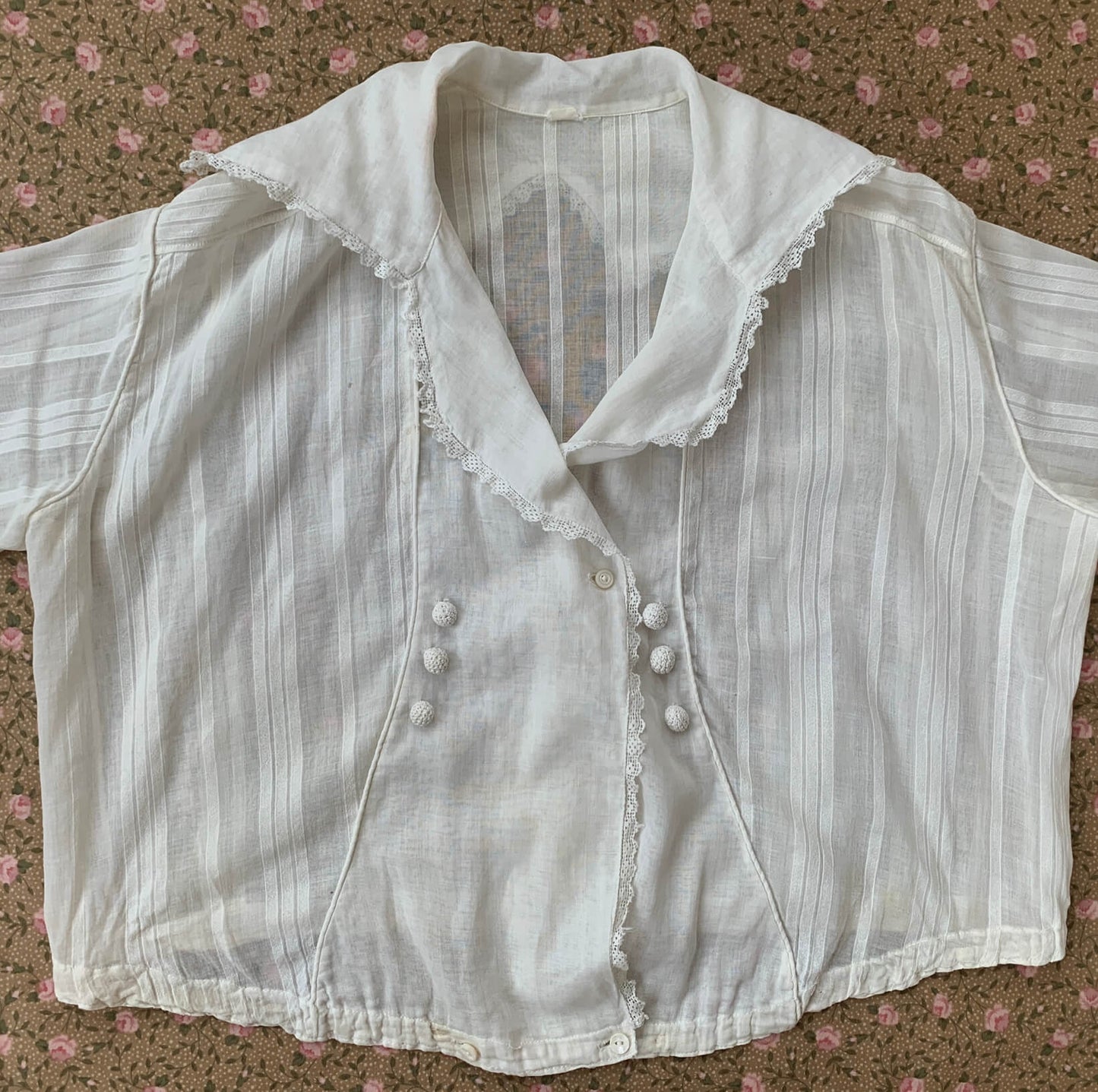 Flat view of white cotton antique shirt
